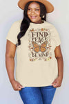 Simply Love Full Size FIND PEACE BE KIND Graphic Cotton T-Shirt Women's T-Shirts - Tophatter Daily Deals