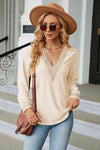 V-Neck Long Sleeve Blouse Sand Blouses - Tophatter Daily Deals