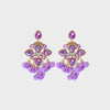 Flower Shape Rhinestone Alloy Dangle Earrings Lavender One Size Earrings - Tophatter Daily Deals