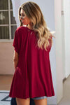 Quarter-Button Round Neck Puff Sleeve Top Blouses - Tophatter Daily Deals