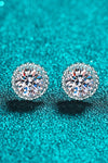 1 Carat Moissanite Rhodium-Plated Round Stud Earrings Silver One Size Moissanite - Tophatter Daily Deals