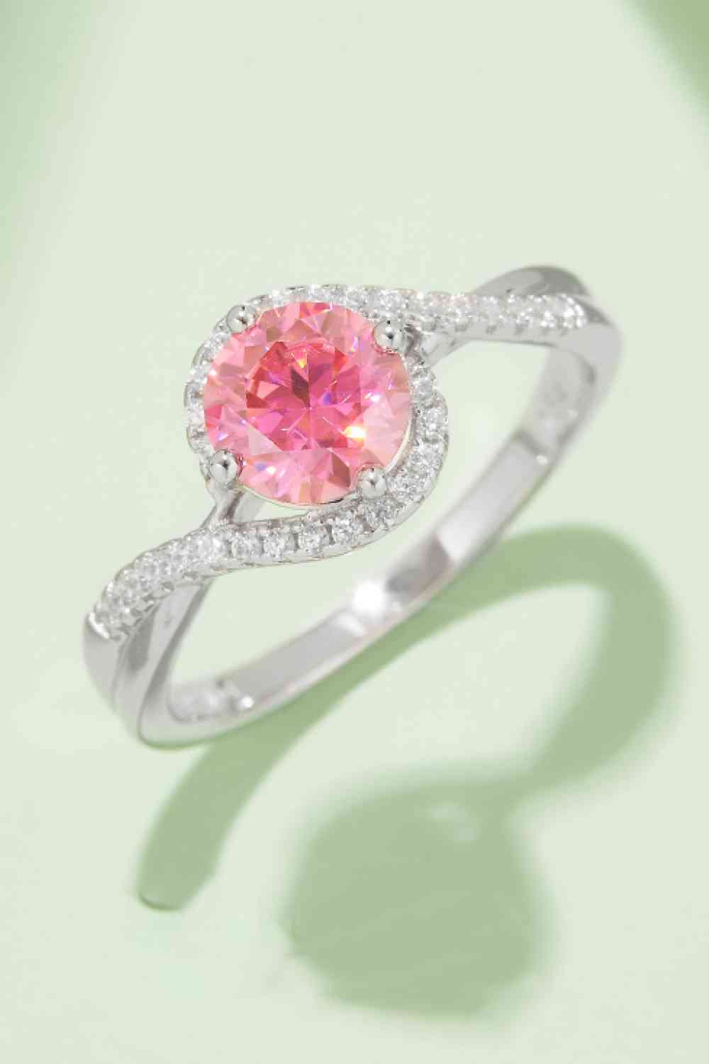 1 Carat Moissanite Contrast 925 Sterling Silver Ring Deep Rose Moissanite - Tophatter Daily Deals