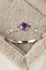 Inlaid Amethyst 4-Prong Ring Rings - Tophatter Daily Deals