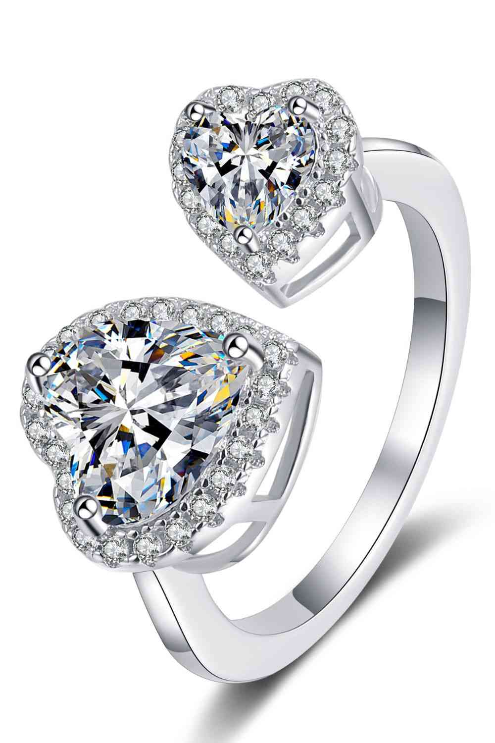 Heart-Shape Moissanite Open Ring Moissanite - Tophatter Daily Deals