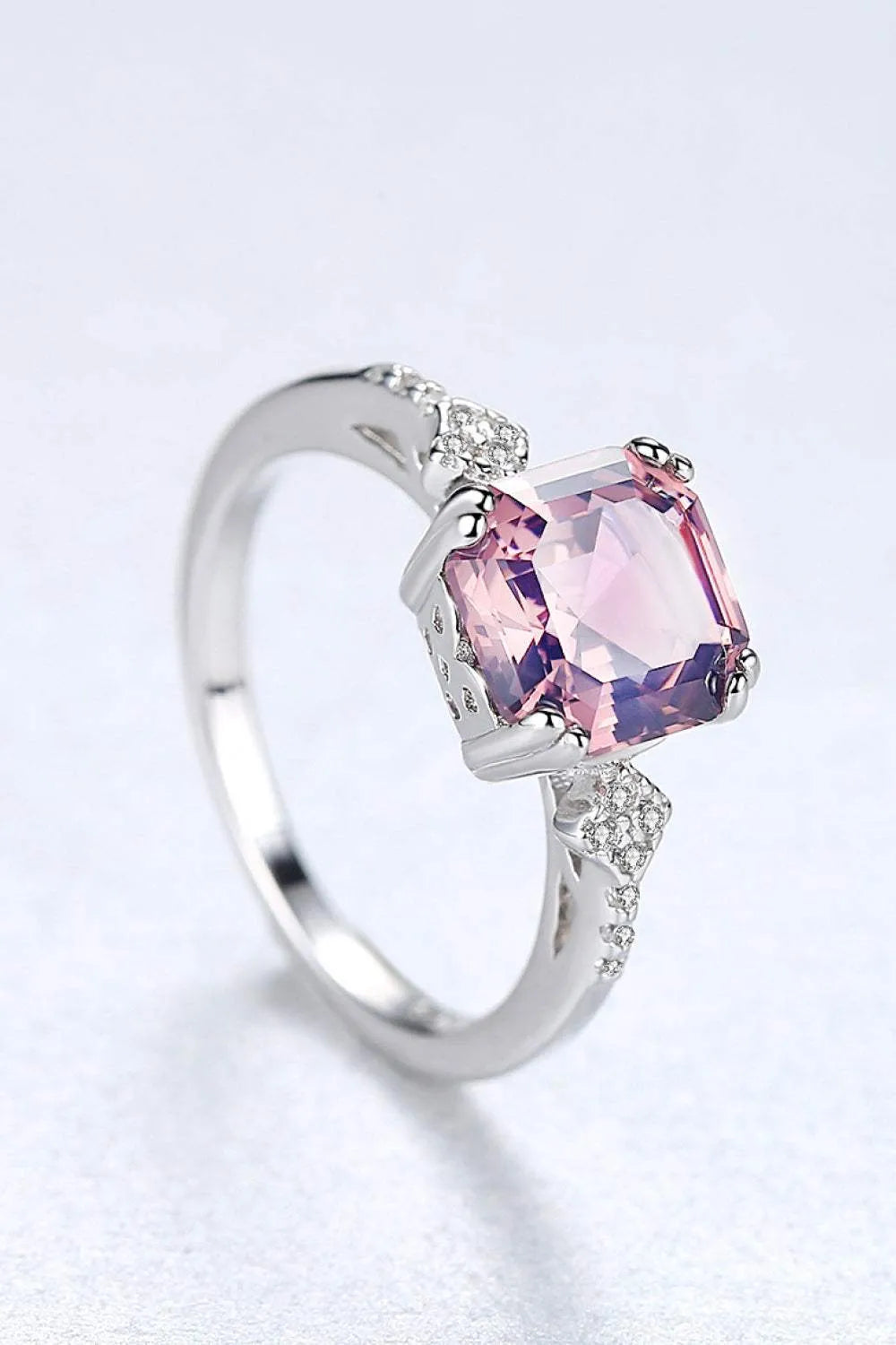 Morganite 925 Sterling Silver Ring Rings - Tophatter Daily Deals