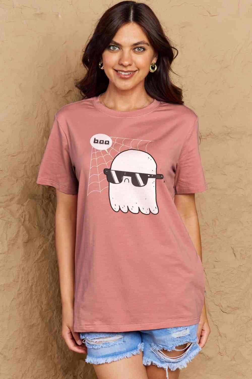 Simply Love Full Size BOO Graphic Cotton T-Shirt Women's T-Shirts - Tophatter Daily Deals