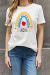 Simply Love Full Size TEACHER Rainbow Graphic Cotton Tee Women's T-Shirts - Tophatter Daily Deals