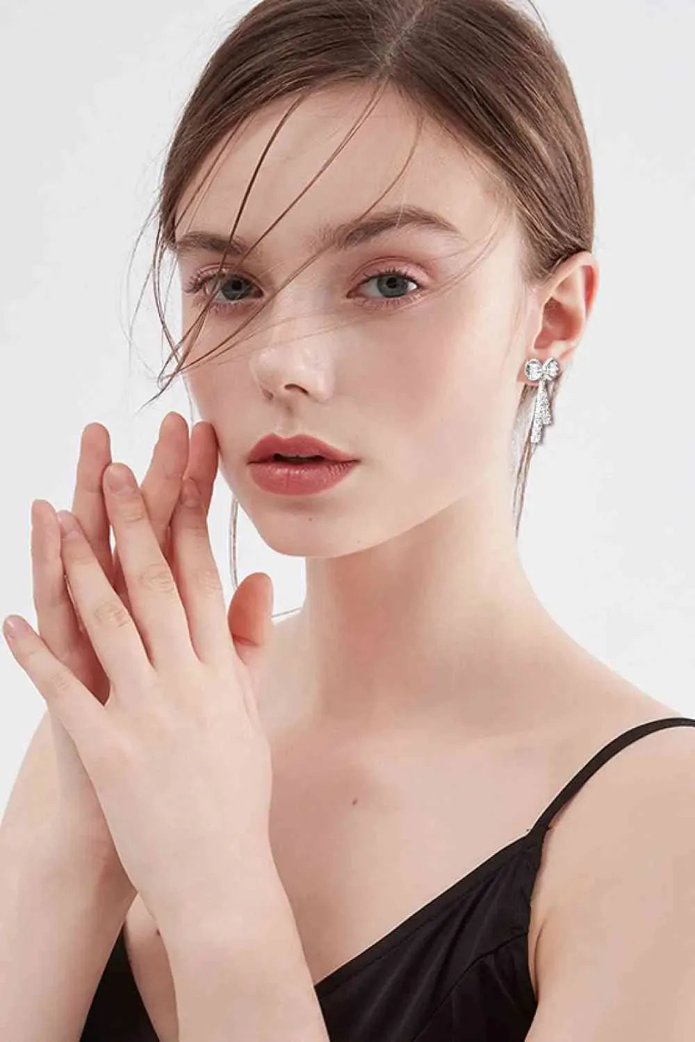 1.12 Carat Moissanite 925 Sterling Silver Bow Earrings Moissanite - Tophatter Daily Deals