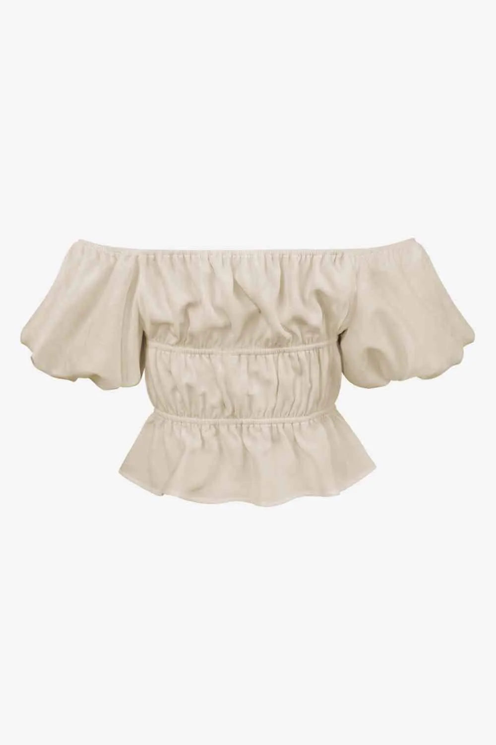 Square Neck Balloon Sleeve Cropped Blouse Blouses - Tophatter Daily Deals