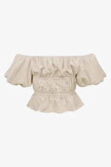 Square Neck Balloon Sleeve Cropped Blouse Blouses - Tophatter Daily Deals