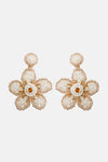 Flower Shape Beaded Dangle Earrings White One Size Earrings - Tophatter Daily Deals