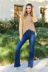 Celeste Design Full Size Leopard Star Striped Long Sleeve Top Blouses - Tophatter Daily Deals