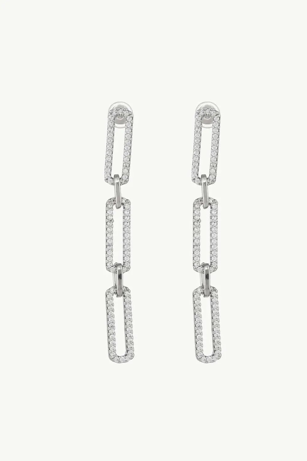 Rhinestone Chunky Chain Drop Earrings Silver One Size Earrings - Tophatter Daily Deals