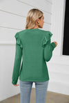 Ruffle Shoulder Long Sleeve T-Shirt Women's T-Shirts - Tophatter Daily Deals