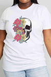 Simply Love Full Size Skull Graphic Cotton T-Shirt Bleach Women's T-Shirts - Tophatter Daily Deals