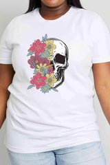 Simply Love Full Size Skull Graphic Cotton T-Shirt Bleach Women's T-Shirts - Tophatter Daily Deals