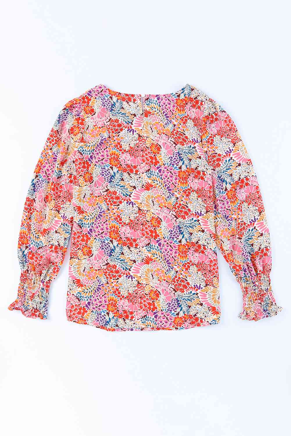 Floral Print Long Puff Sleeve Blouse - Tophatter Deals