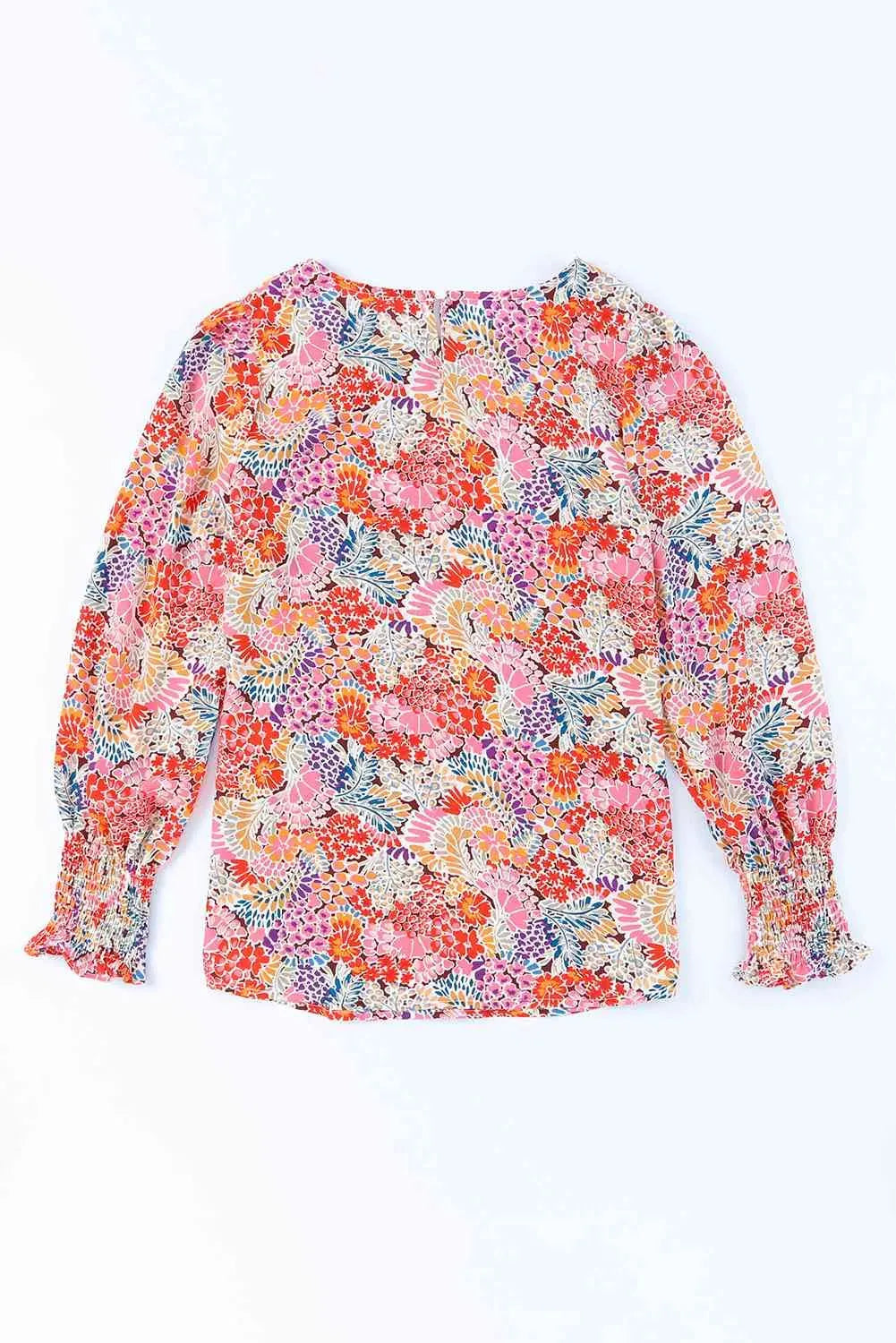 Floral Print Long Puff Sleeve Blouse Blouses - Tophatter Daily Deals