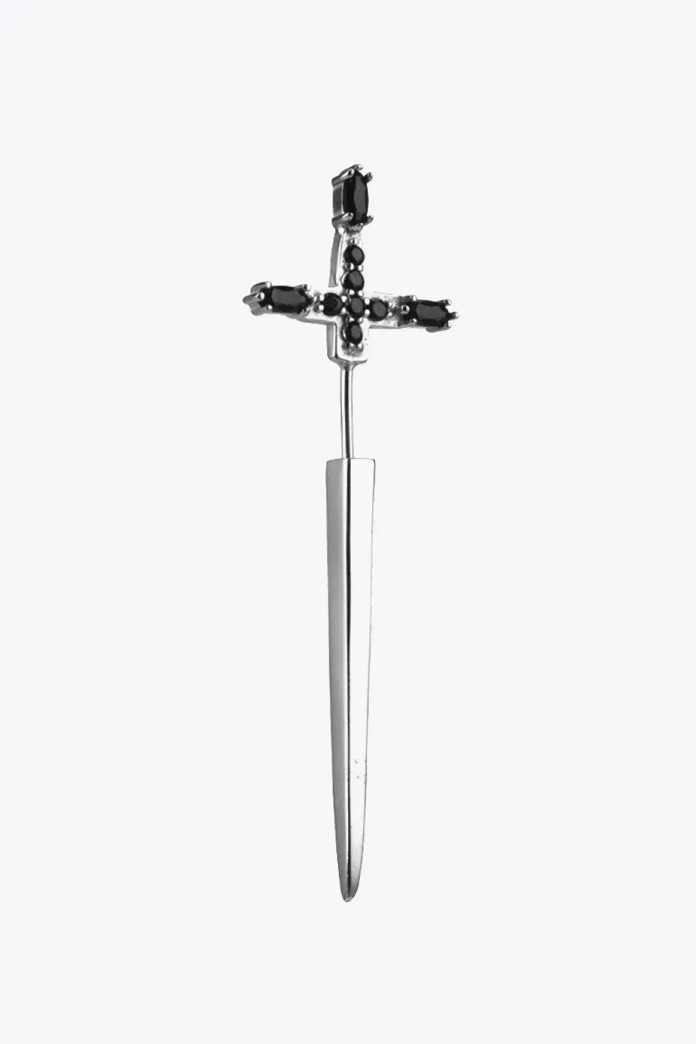 Zircon 925 Sterling Silver Sword Single Ear Jacket Earring Silver One Size Earrings - Tophatter Daily Deals