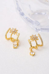 18K Gold Plated Flower Zircon Earrings Earrings - Tophatter Daily Deals