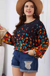 Melo Apparel Plus Size Floral Round Neck Long Sleeve Blouse Blouses - Tophatter Daily Deals