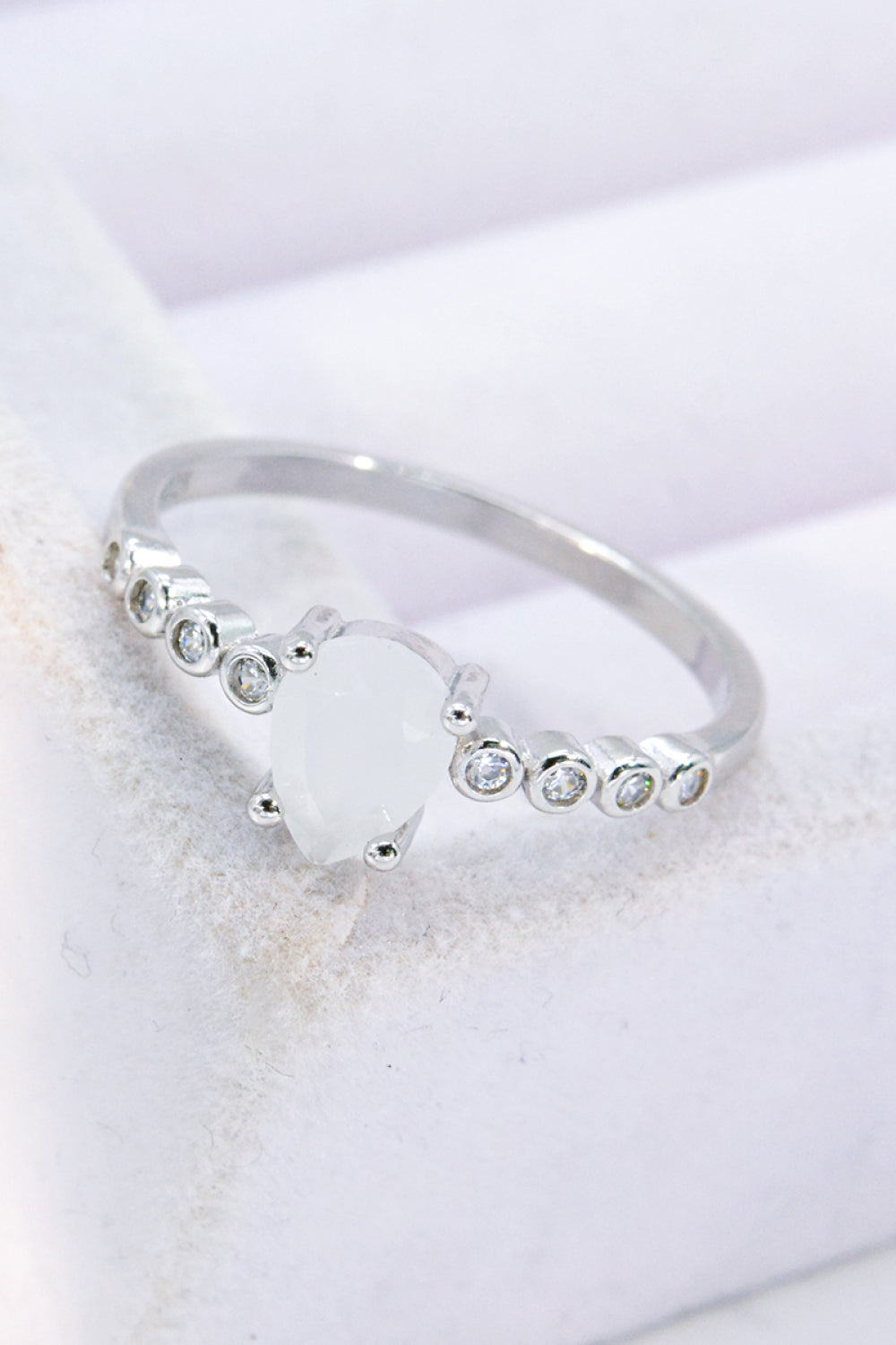 Teardrop Natural Moonstone Ring Moonstone - Tophatter Daily Deals