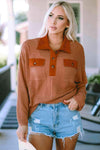 Half-Button Collared Long Sleeve Top Blouses - Tophatter Daily Deals