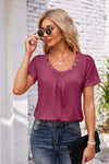 Decorative Button Scoop Neck T-Shirt Women's T-Shirts - Tophatter Daily Deals