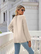 V-Neck Long Sleeve Blouse Blouses - Tophatter Daily Deals