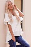 Flutter Sleeve High-Low Top Blouses - Tophatter Daily Deals