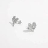 925 Sterling Silver Inlaid Zircon Heart Stud Earrings Earrings - Tophatter Daily Deals
