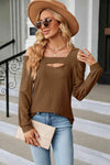 Cold Shoulder Square Neck Cutout Blouse Blouses - Tophatter Daily Deals