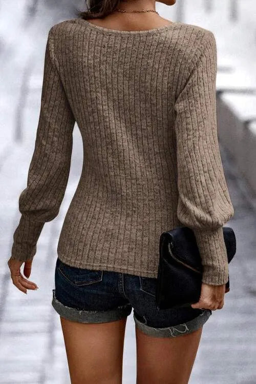 Scoop Neck Long Sleeve Blouse Blouses - Tophatter Daily Deals