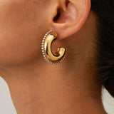 Zircon Stainless Steel C-Hoop Earrings Earrings - Tophatter Daily Deals