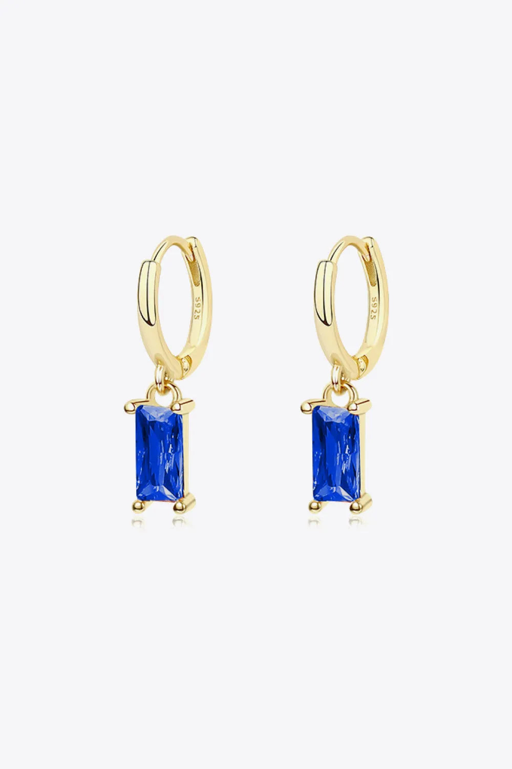 Retro 925 Sterling Silver Cubic Zirconia Drop Earrings Gold Blue One Size Earrings - Tophatter Daily Deals