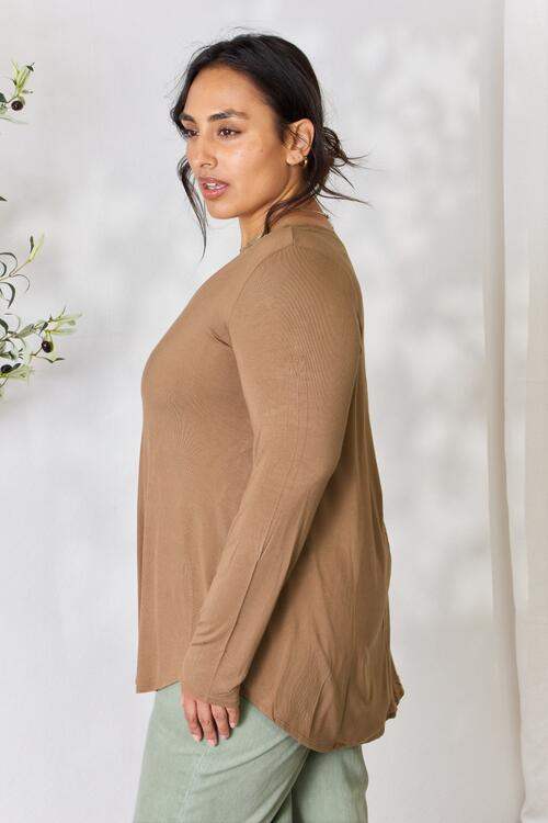 Zenana Full Size Long Sleeve V-Neck Top Blouses - Tophatter Daily Deals