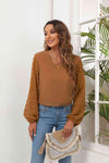 Swiss Dot Balloon Sleeve Blouse Ochre Women's T-Shirts - Tophatter Daily Deals