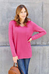 Basic Bae Full Size V-Neck Long Sleeve Top Blouses - Tophatter Daily Deals