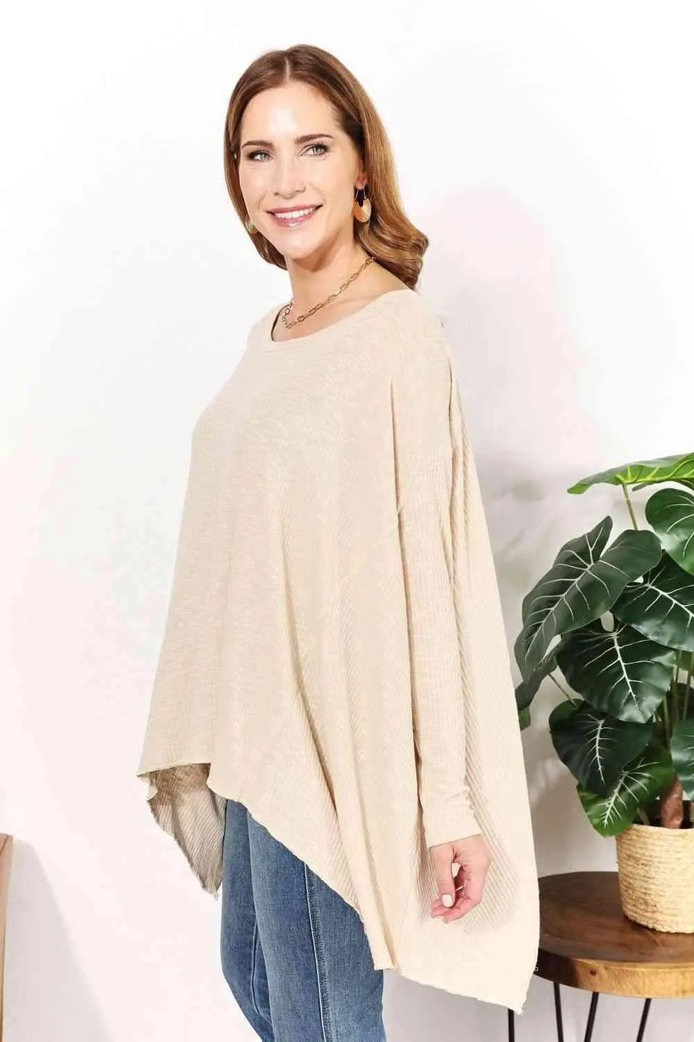 HEYSON Full Size Oversized Super Soft Ribbed Top Blouses - Tophatter Daily Deals