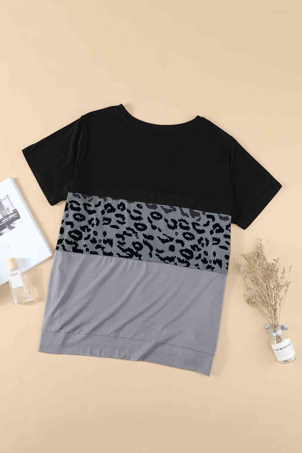 Plus Size Leopard Color Block T-Shirt Women's T-Shirts - Tophatter Daily Deals