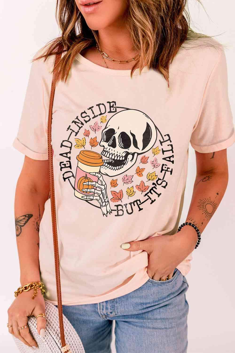 Graphic Round Neck Short Sleeve T-Shirt Women's T-Shirts - Tophatter Daily Deals