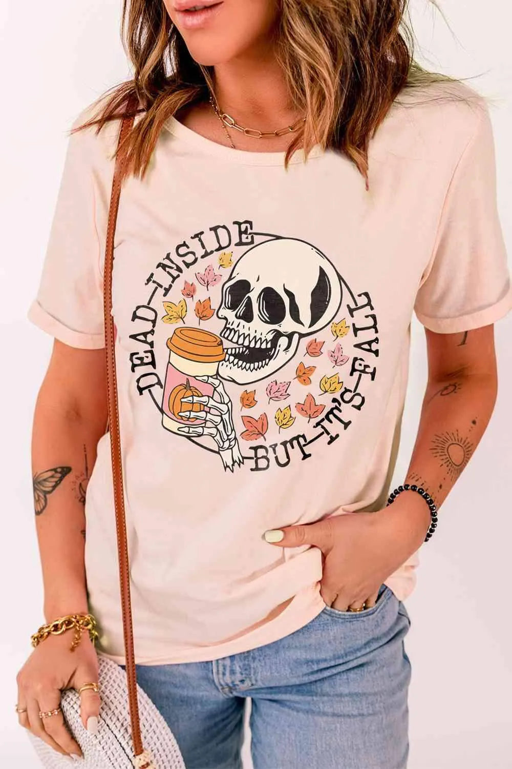 Graphic Round Neck Short Sleeve T-Shirt Women's T-Shirts - Tophatter Daily Deals