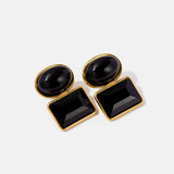 Geometric Stainless Steel Earrings Black One Size Earrings - Tophatter Daily Deals