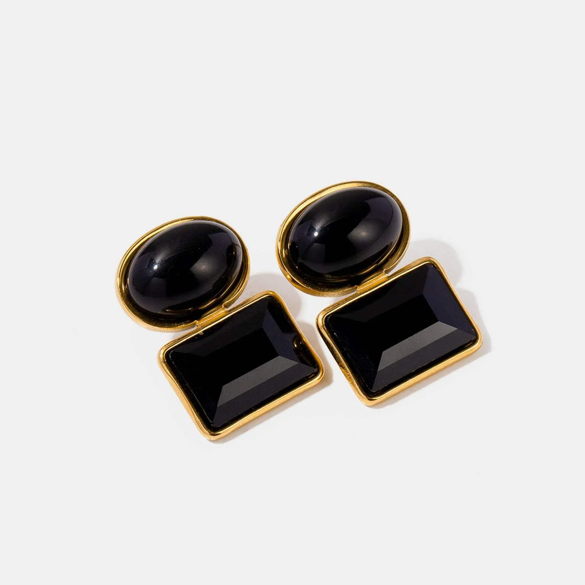 Geometric Stainless Steel Earrings Black One Size Earrings - Tophatter Daily Deals