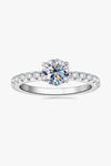 Moissanite Platinum-Plated Side Stone Ring Moissanite - Tophatter Daily Deals