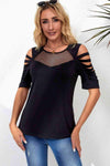 Round Neck Cutout Raglan Sleeve Tee Women's T-Shirts - Tophatter Daily Deals