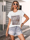 Leopard Graphic Round Neck Tee Women's T-Shirts - Tophatter Daily Deals