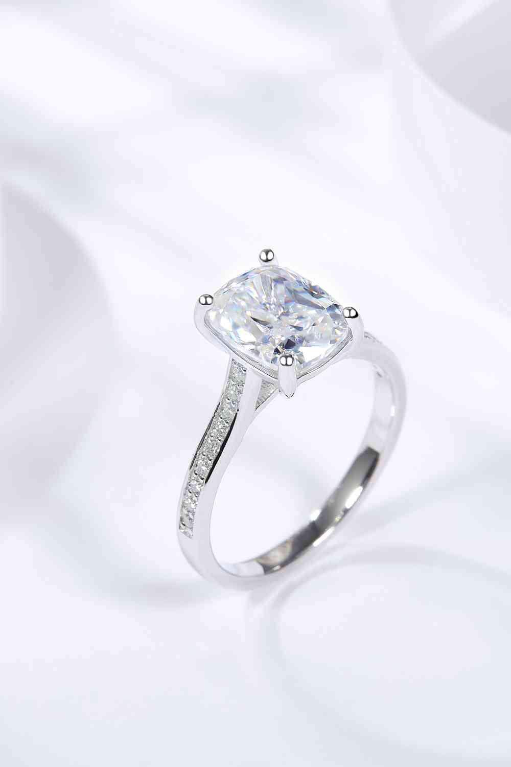 3 Carat Moissanite Platinum-Plated Side Stone Ring Moissanite - Tophatter Daily Deals