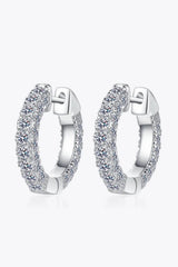 925 Sterling Silver Moissanite Huggie Earrings Silver One Size Moissanite - Tophatter Daily Deals