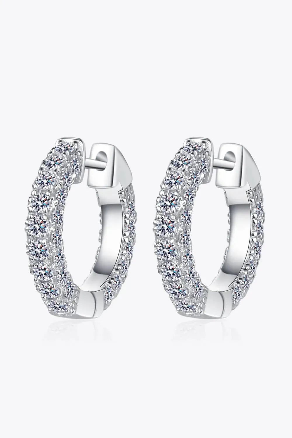 925 Sterling Silver Moissanite Huggie Earrings Silver One Size Moissanite - Tophatter Daily Deals